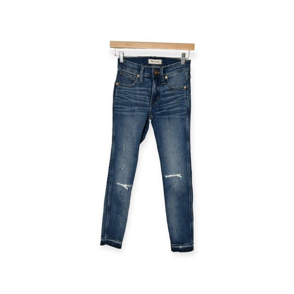 🔥 Madewell 23P High Rise Skinny Jeans – Med Wash, Distressed, EUC!